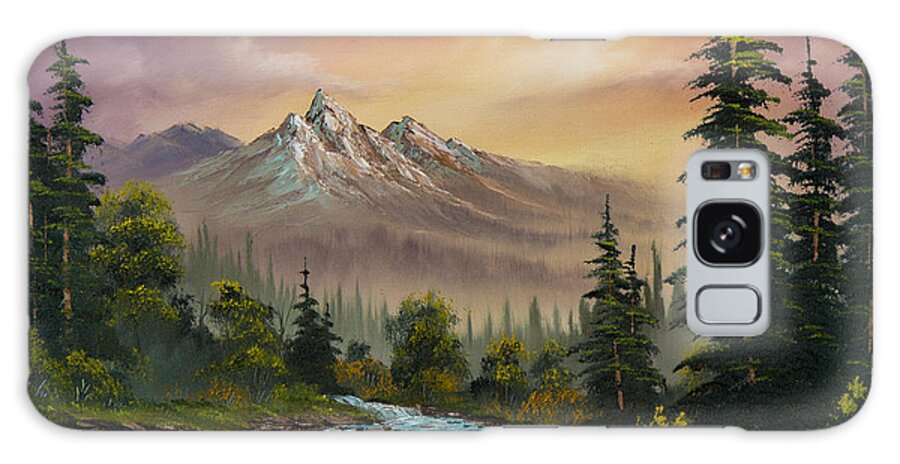 Landscape Galaxy Case featuring the painting Mountain Sunset by Chris Steele