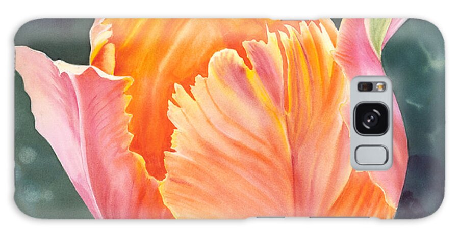 Tulip Galaxy Case featuring the painting Multicolored Tulip - transparent watercolor by Elena Polozova