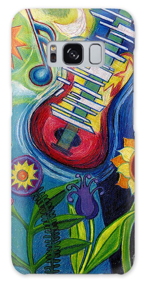 Music Galaxy Case featuring the drawing Music On Flowers by Genevieve Esson