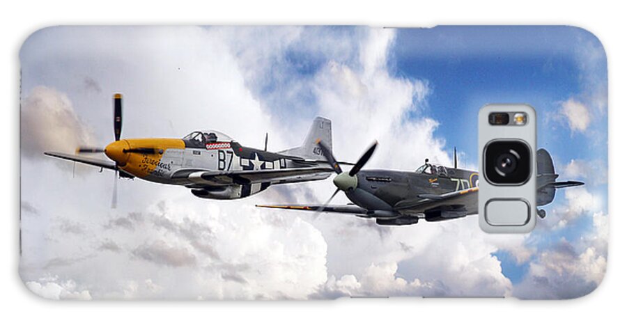 P51d Galaxy Case featuring the digital art Mustang and Spitfire by Airpower Art