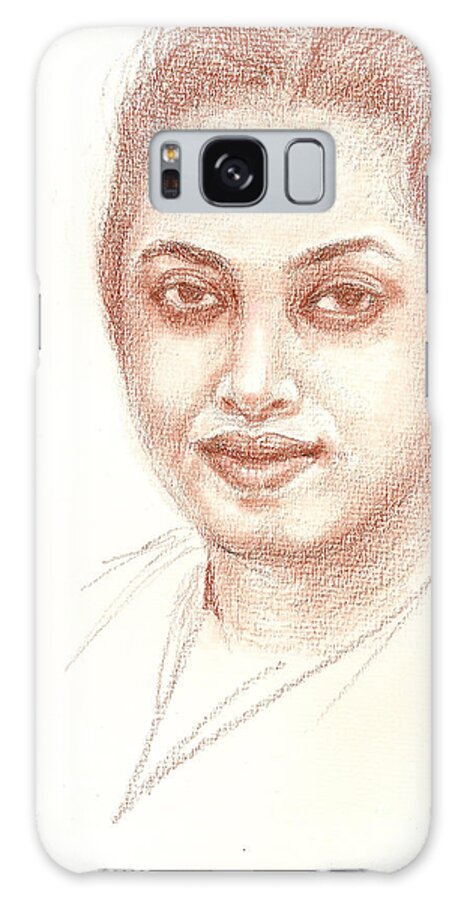 Conte Pencil On Paper Galaxy Case featuring the painting My friend by Asha Sudhaker Shenoy