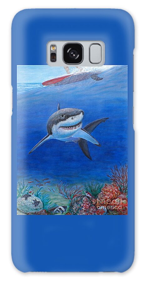 Great White Shark Galaxy S8 Case featuring the painting My Pet Shark by George I Perez