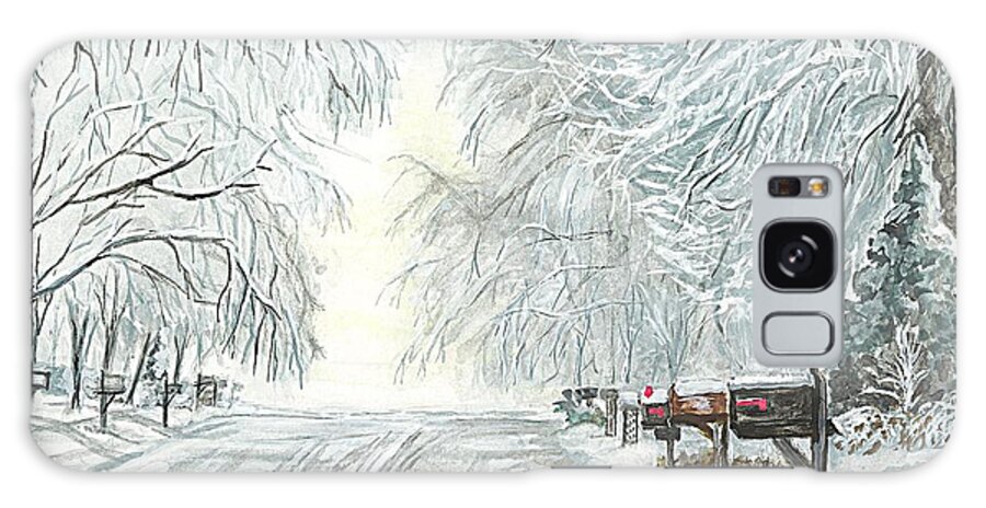Christmas Card Galaxy Case featuring the painting My Slippery Street by Carol Wisniewski