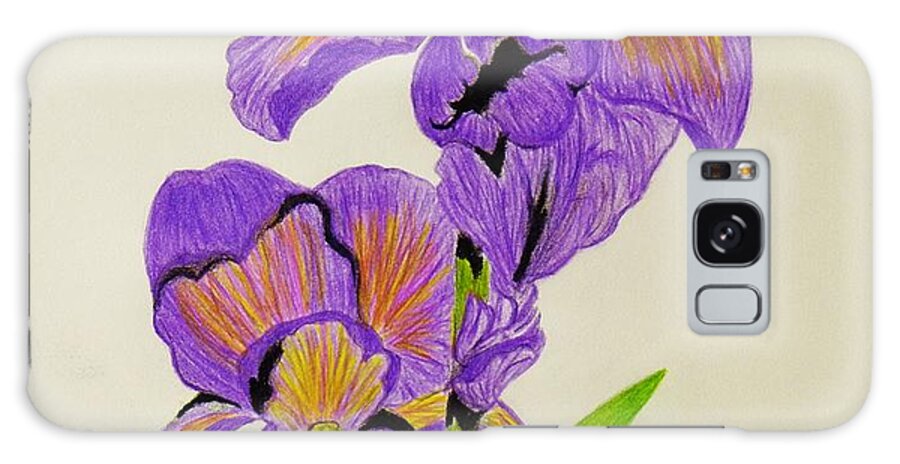Purple Iris Colored Pencil Prints Galaxy Case featuring the drawing My Sweet Iris by Celeste Manning