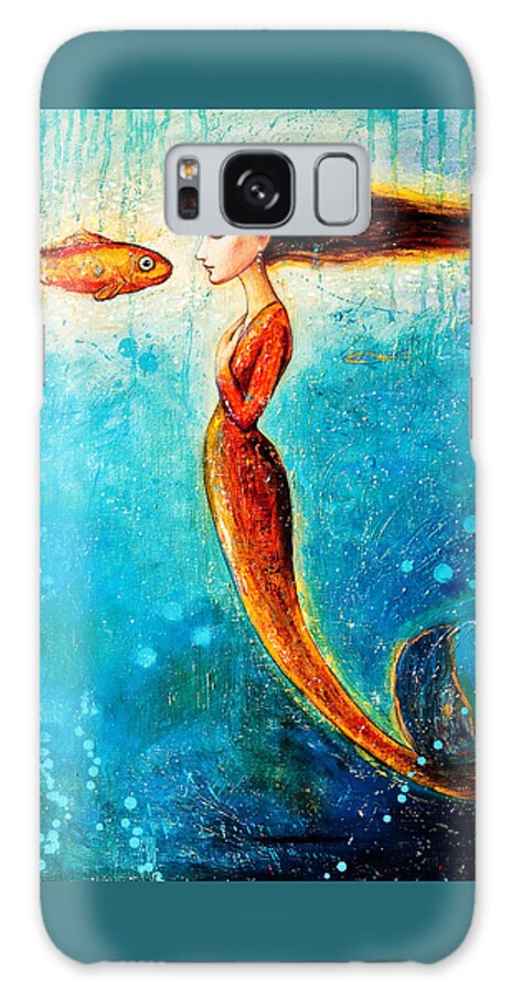 Mermaid Art Galaxy Case featuring the painting Mystic Mermaid II by Shijun Munns