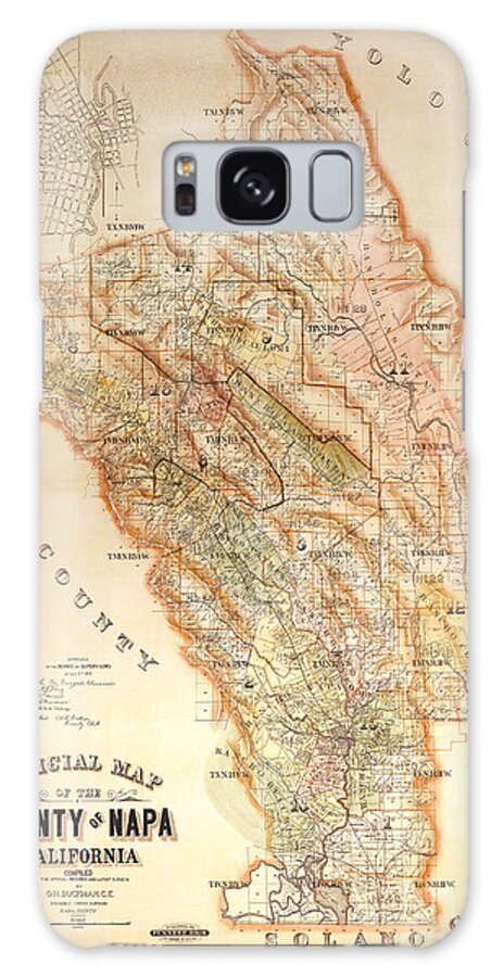 Napa Valley Map Galaxy Case featuring the photograph Napa Valley Map 1895 by Jon Neidert