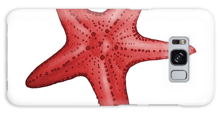Red Galaxy Case featuring the digital art Nautical Red Starfish by Michelle Eshleman
