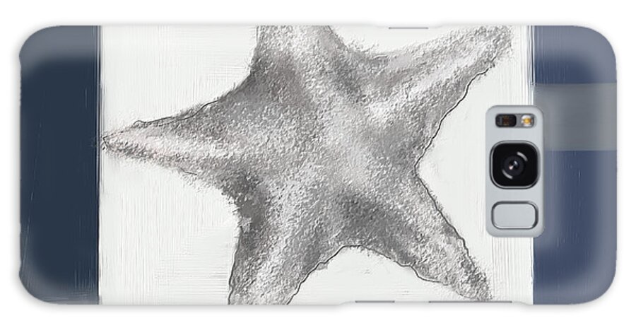 Seashell Galaxy Case featuring the painting Navy Seashells III- Navy and Gray Art by Lourry Legarde