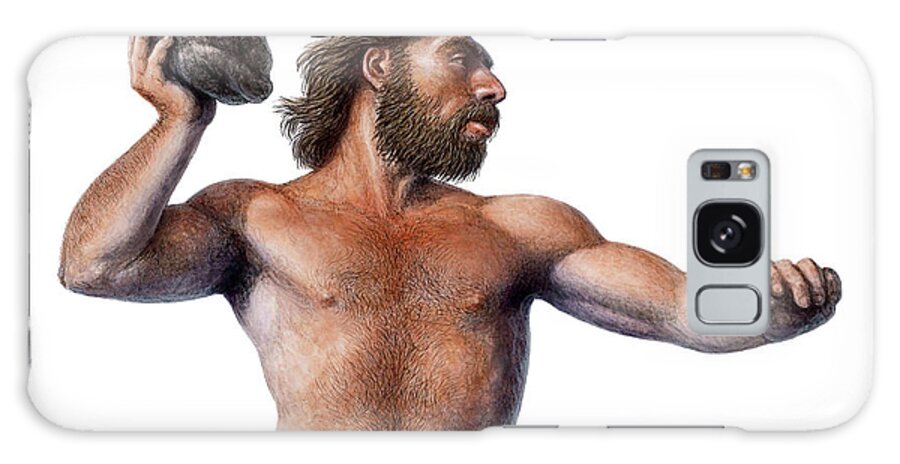 Homo Neanderthalensis Galaxy S8 Case featuring the photograph Neanderthal Throwing A Rock by Mauricio Anton