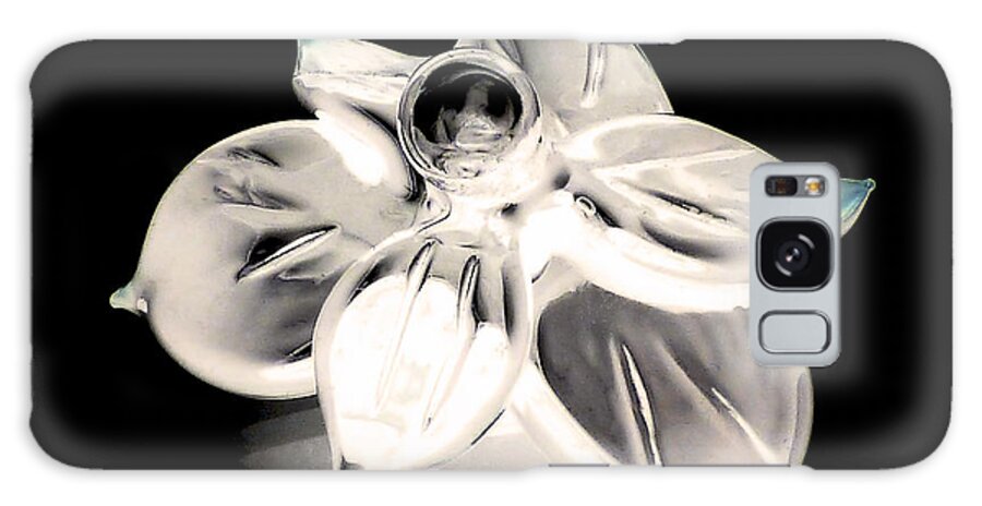 Flower Galaxy Case featuring the photograph Negative glass flower by Anne Londez