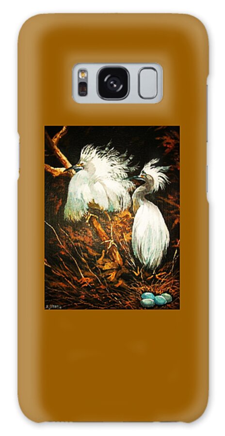 Birds Galaxy Case featuring the painting Nesting Egrets by Al Brown