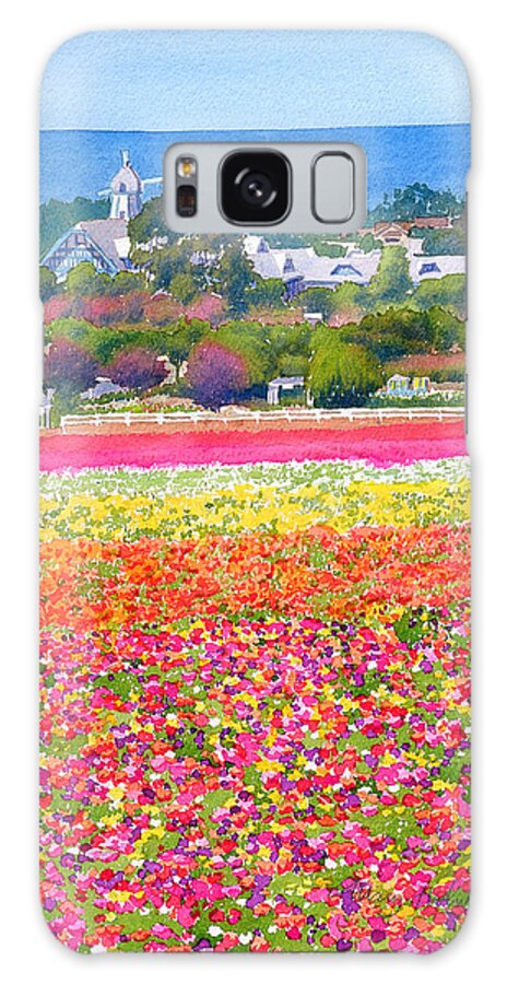 Landscape Galaxy Case featuring the painting New Carlsbad Flower Fields by Mary Helmreich