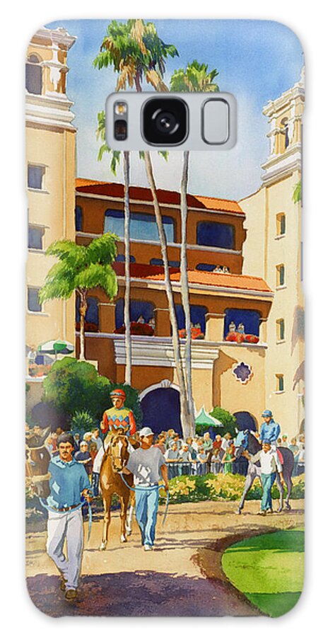 Paddock Galaxy Case featuring the painting New Paddock at Del Mar by Mary Helmreich