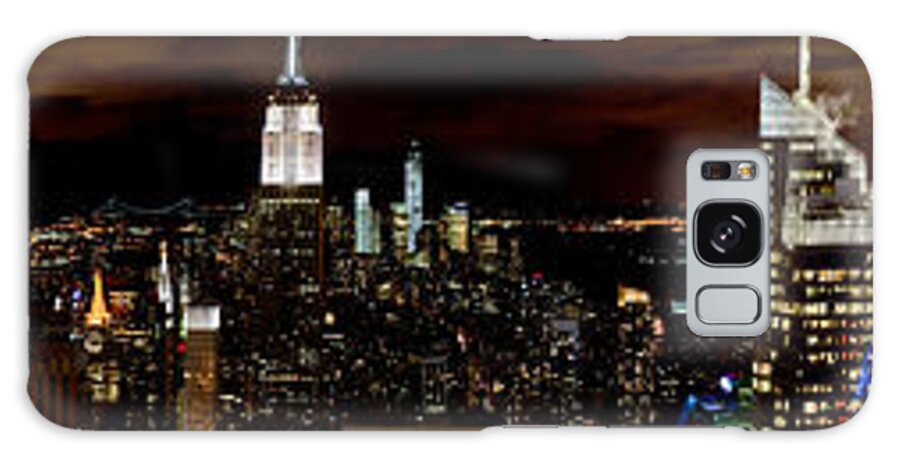 New York Skyline Galaxy S8 Case featuring the photograph New York at night panorama by Gary Eason