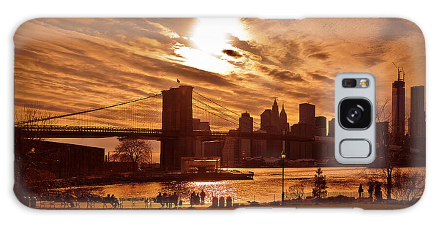 New York Galaxy Case featuring the photograph New York Skyline and Brooklyn Bridge -- Late Afternoon by Mitchell R Grosky