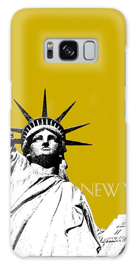 Architecture Galaxy Case featuring the digital art New York Skyline Statue of Liberty - Gold by DB Artist