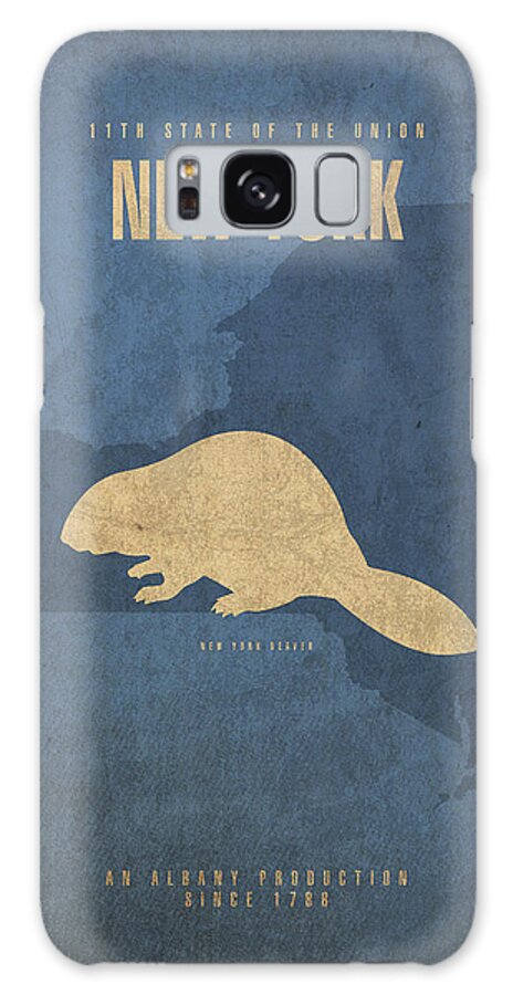 New York Galaxy Case featuring the mixed media New York State Facts Minimalist Movie Poster Art by Design Turnpike