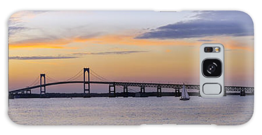 America Galaxy Case featuring the photograph Newport Bridge Panorama at Sunset by Marianne Campolongo