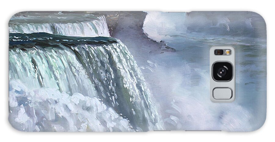 Niagara Falls Galaxy Case featuring the painting Niagara American Falls by Ylli Haruni