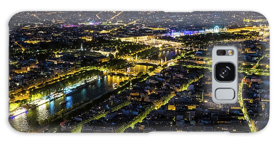 Tranquility Galaxy Case featuring the photograph Night High Angle View Of Paris With The by Yulia Reznikov