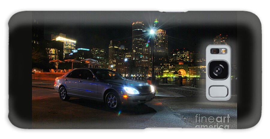 Boston Skyline Limo Limousine Mercedes Sedan Hdr Harbor Harbour Galaxy S8 Case featuring the photograph Night out in Boston by Richard Gibb