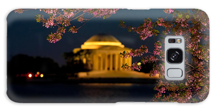 America Galaxy Case featuring the photograph Night View of Cherry Blossoms and the Jefferson Memorial by Mitchell R Grosky