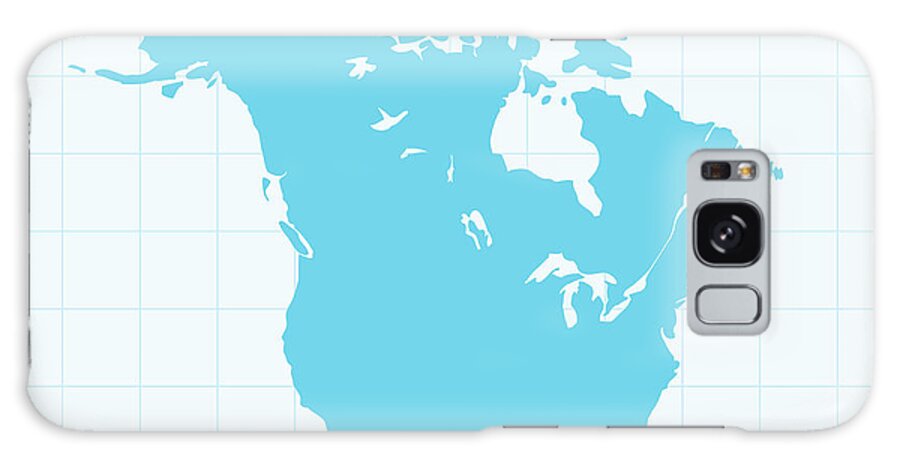 Vector Galaxy Case featuring the digital art North America Map On Grid On Blue by Iconeer
