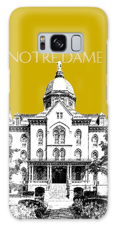 Architecture Galaxy Case featuring the digital art Notre Dame University Skyline Main Building - Gold by DB Artist
