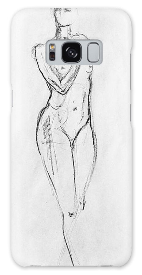 Nude Galaxy Case featuring the drawing Nude Model Gesture VIII by Irina Sztukowski