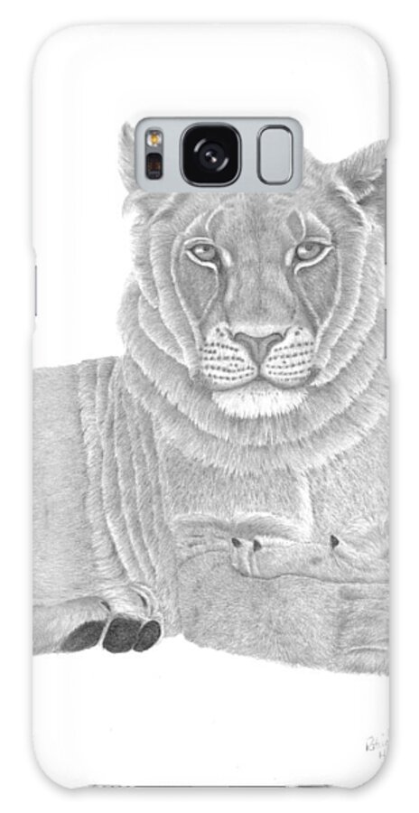 Lioness Galaxy Case featuring the drawing Nyah The Lioness by Patricia Hiltz