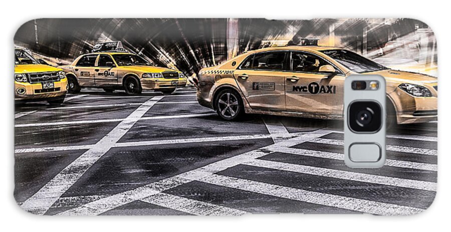 5th Galaxy Case featuring the photograph NYC Yellow Cab on 5th Street - white by Hannes Cmarits