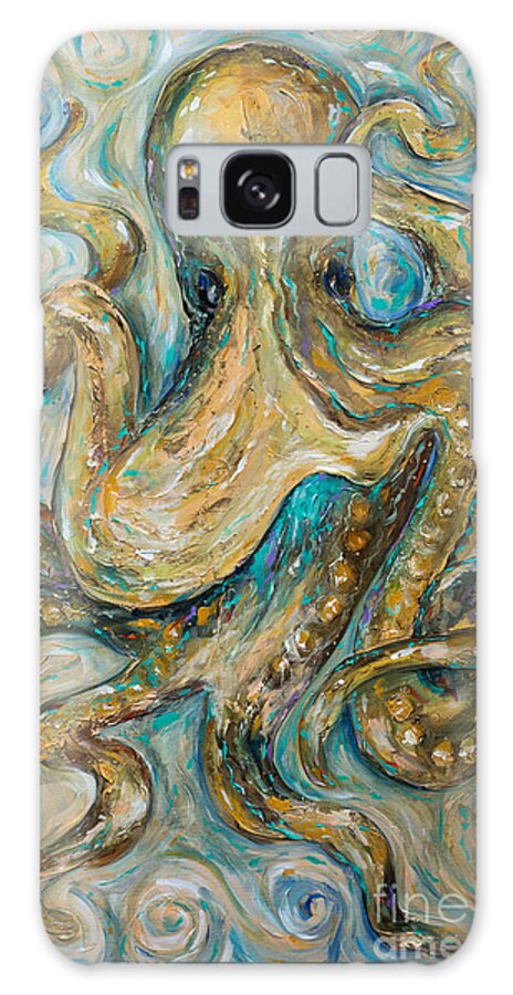 #tropicalshore Galaxy Case featuring the painting Octopus Tango by Linda Olsen