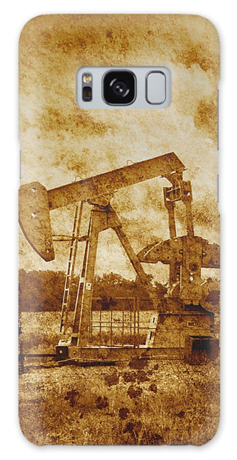 Oil Galaxy Case featuring the photograph Oil Pump Jack in Sepia Two by Ann Powell