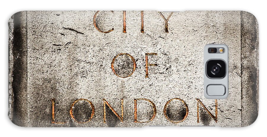 London Galaxy Case featuring the photograph Old grunge stone board with City of London text by Michal Bednarek