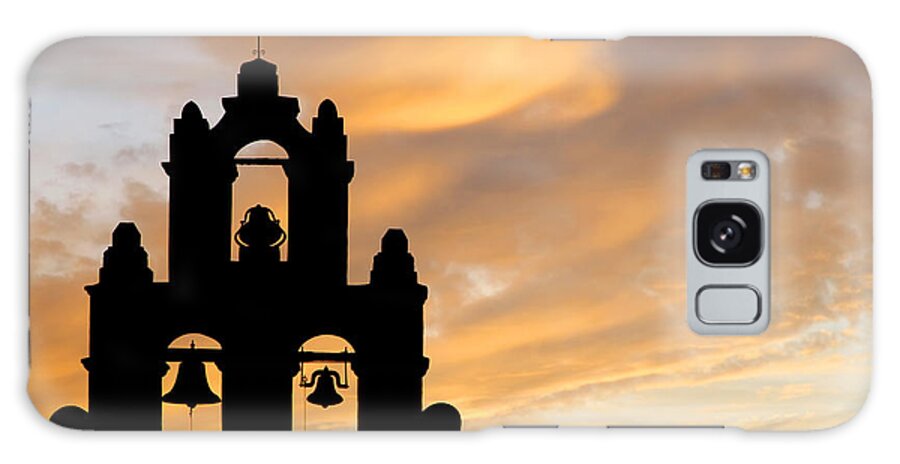 Faith Galaxy Case featuring the photograph Old Mission Bells Against a Sunset Sky by Lincoln Rogers