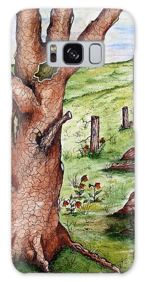 Oak Galaxy Case featuring the painting Old Oak Tree with Birds' Nest by Ashley Goforth