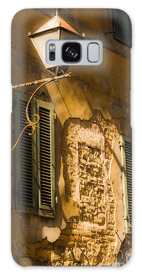 Europa Galaxy Case featuring the photograph Old street lamp and shuttered windows in Montalcino by Peter Noyce