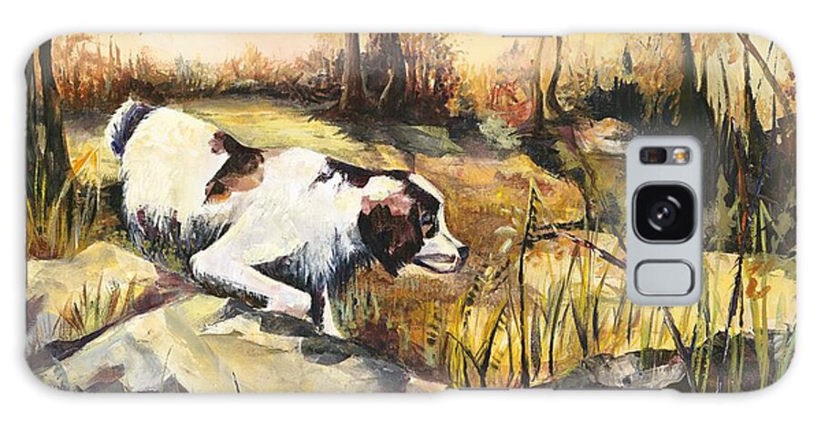 Dog Galaxy Case featuring the painting On Point - Late Afternoon Hunting by Elisabeta Hermann