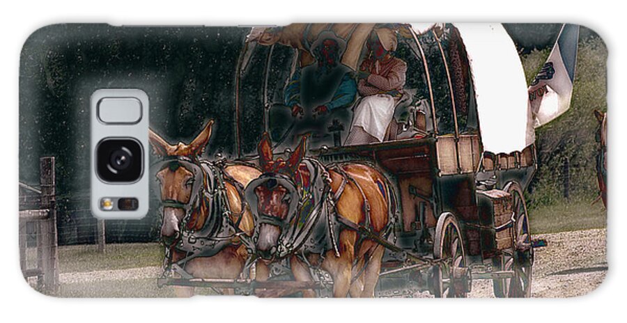 Covered Wagon Galaxy Case featuring the digital art On the Bozeman Trail by Kae Cheatham