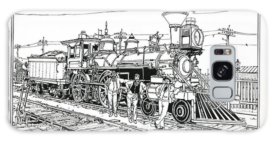Trains Galaxy Case featuring the drawing On The Old Pennsy by Ira Shander