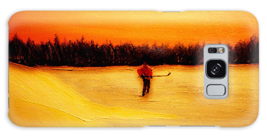 Shinny Hockey Painting Galaxy S8 Case featuring the painting On the Pond with Dad by Desmond Raymond