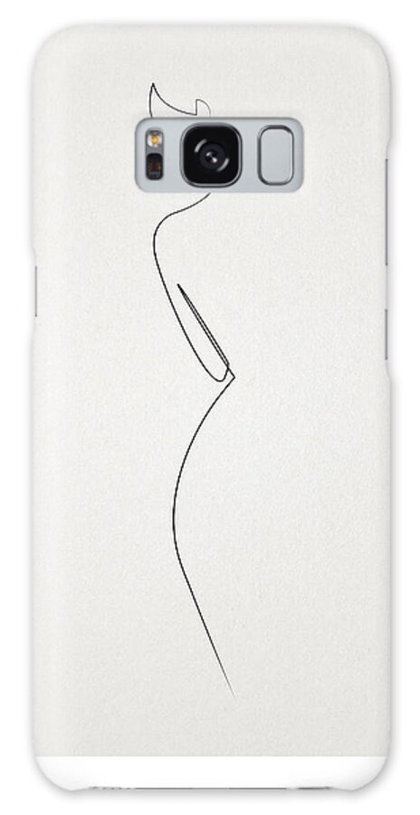 Oneline Galaxy Case featuring the digital art One Line Nude by Quibe Sarl