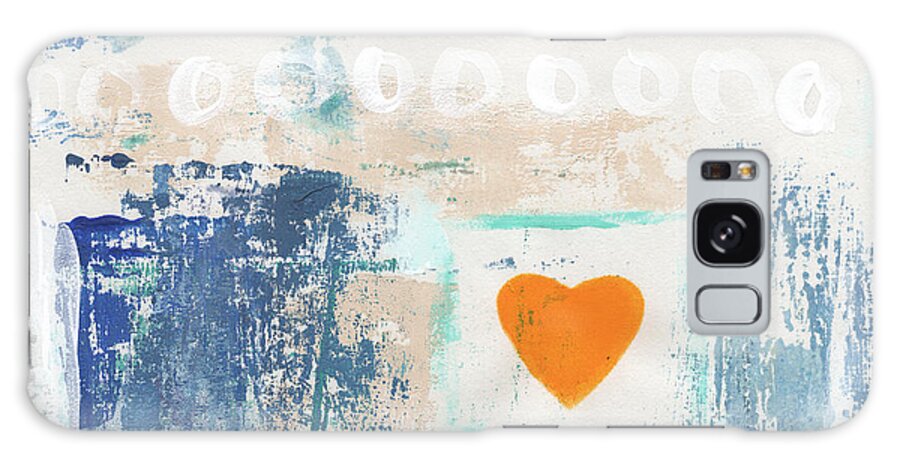 Heart Galaxy Case featuring the painting Orange Heart- abstract painting by Linda Woods