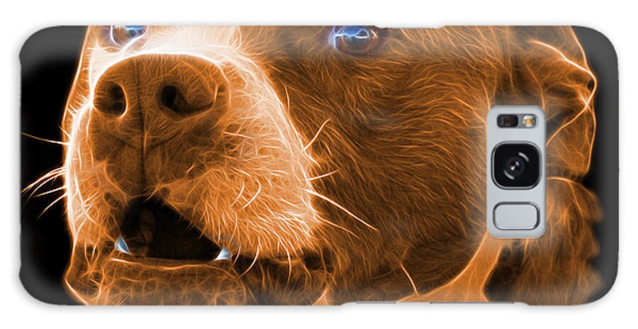 Dog Art Galaxy Case featuring the mixed media Orange Pitbull Dog 7769 - Bb - Fractal Dog Art by James Ahn