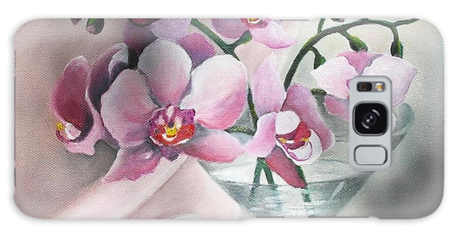 Still Life Galaxy Case featuring the painting Orchids by Vesna Martinjak