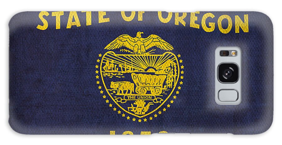Oregon State Flag Art On Worn Canvas Galaxy Case featuring the mixed media Oregon State Flag Art on Worn Canvas by Design Turnpike