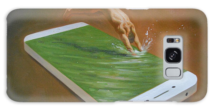 Original. Art Galaxy Case featuring the painting Original Oil Painting Gay Man Art-male Nude And Iphone#16-2-5-42 by Hongtao Huang