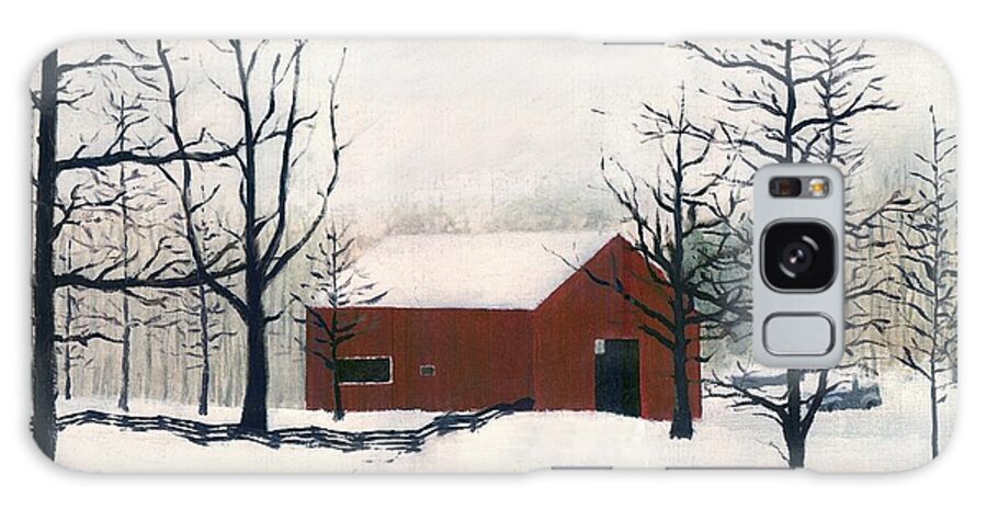 Maryland Galaxy Case featuring the painting Original Painting Red Barn Snow Maryland by G Linsenmayer