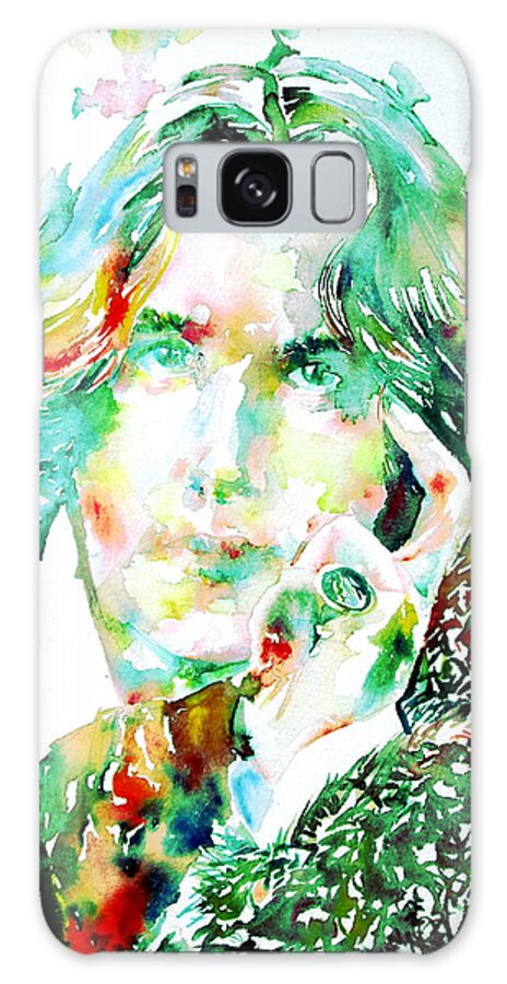 Oscar Galaxy Case featuring the painting Oscar Wilde Watercolor Portrait.2 by Fabrizio Cassetta