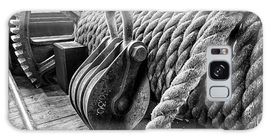 Rope Galaxy Case featuring the photograph Overhead crane - mono by Steev Stamford